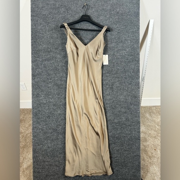a new day Dresses & Skirts - NEW Gorgeous khaki green satin full length dress from a new day - size XS